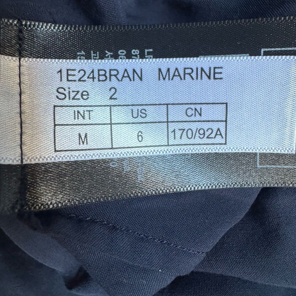 Ba&sh Brancia Short Navy Dress Flared Eyelet Sz M US 6 Quiet Luxury V Neck  $345 - Picture 2 of 16
